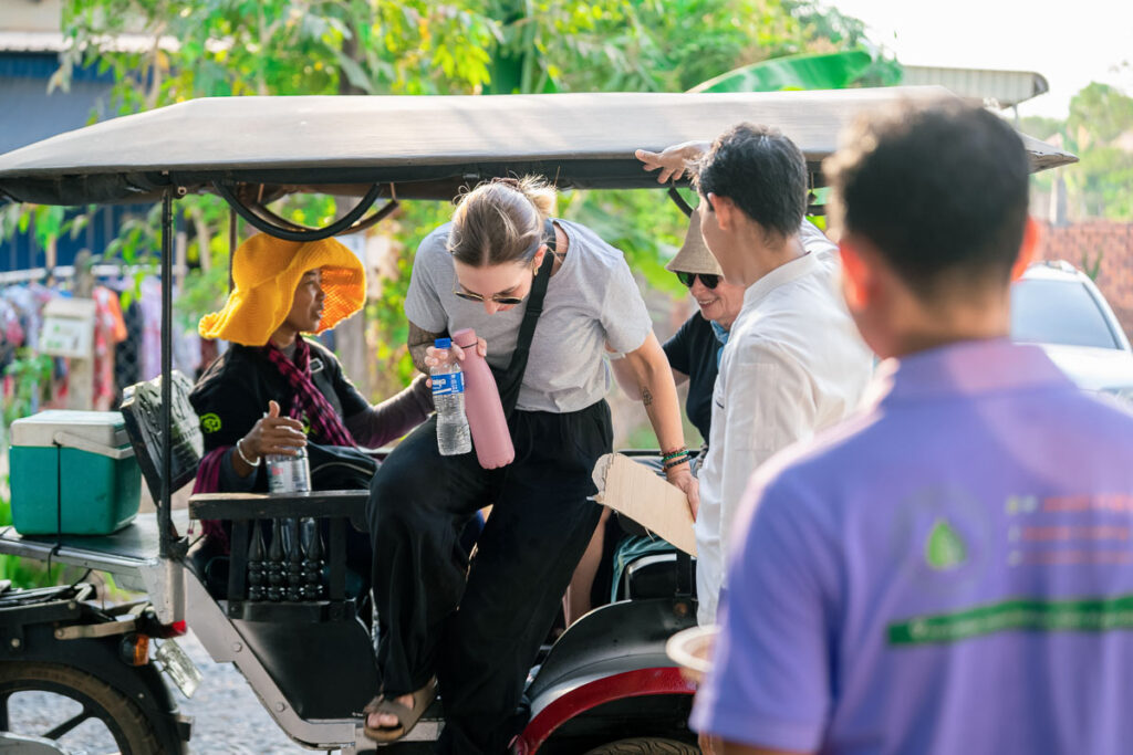 guest of cooking class returning to hotel by tuk tuk included