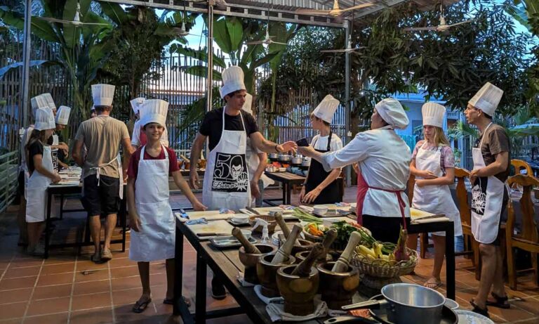 guests enjoying a cooking class